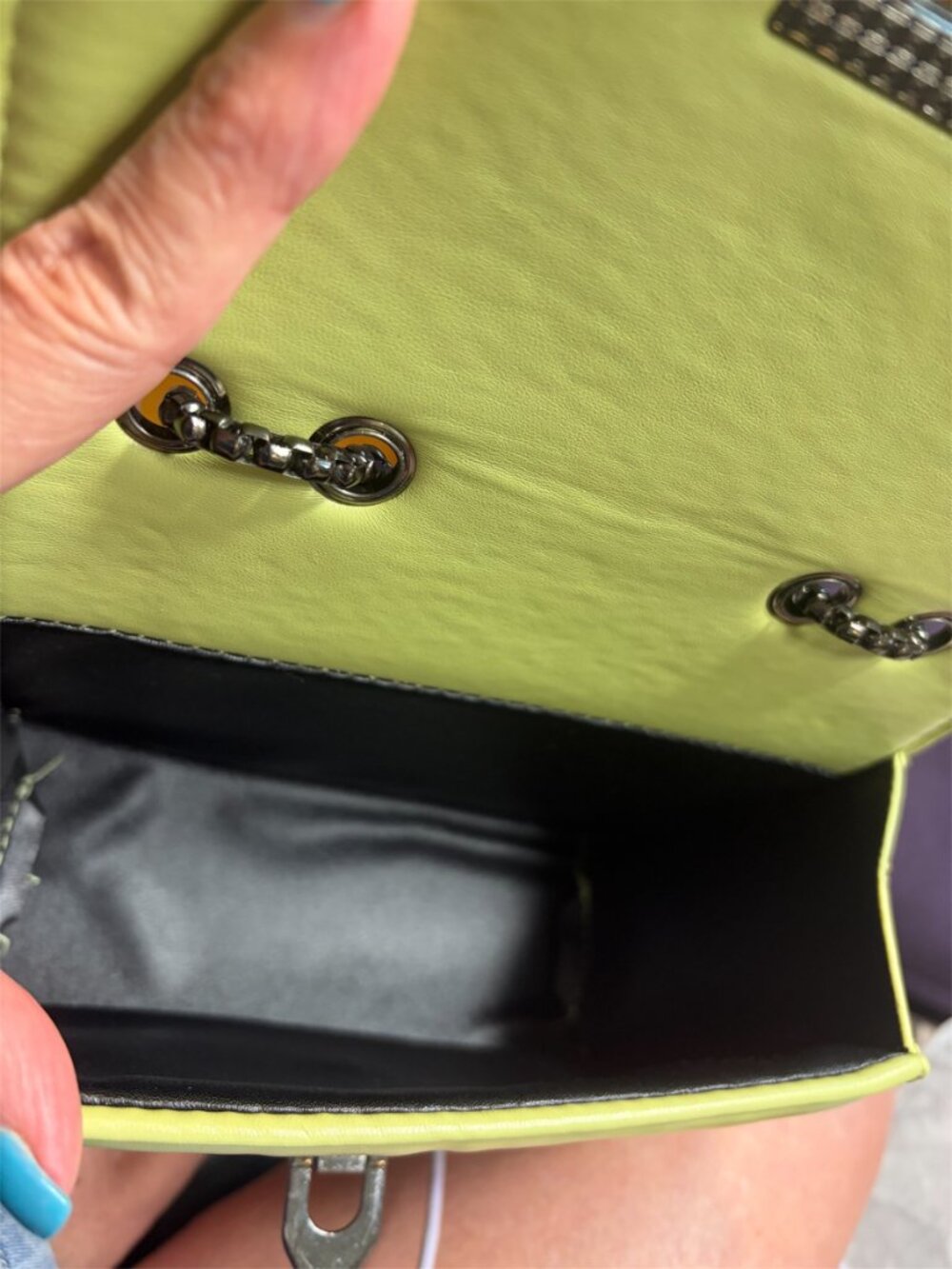 LIME GREEN BAG WITH STUDS - NWOT - Picture 5 of 5